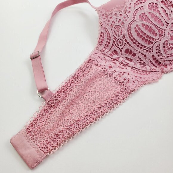 Victoria's Secret 34D Bra Dream Angels Push Up Lace Underwire Lingerie Rose Pink - Picture 15 of 16